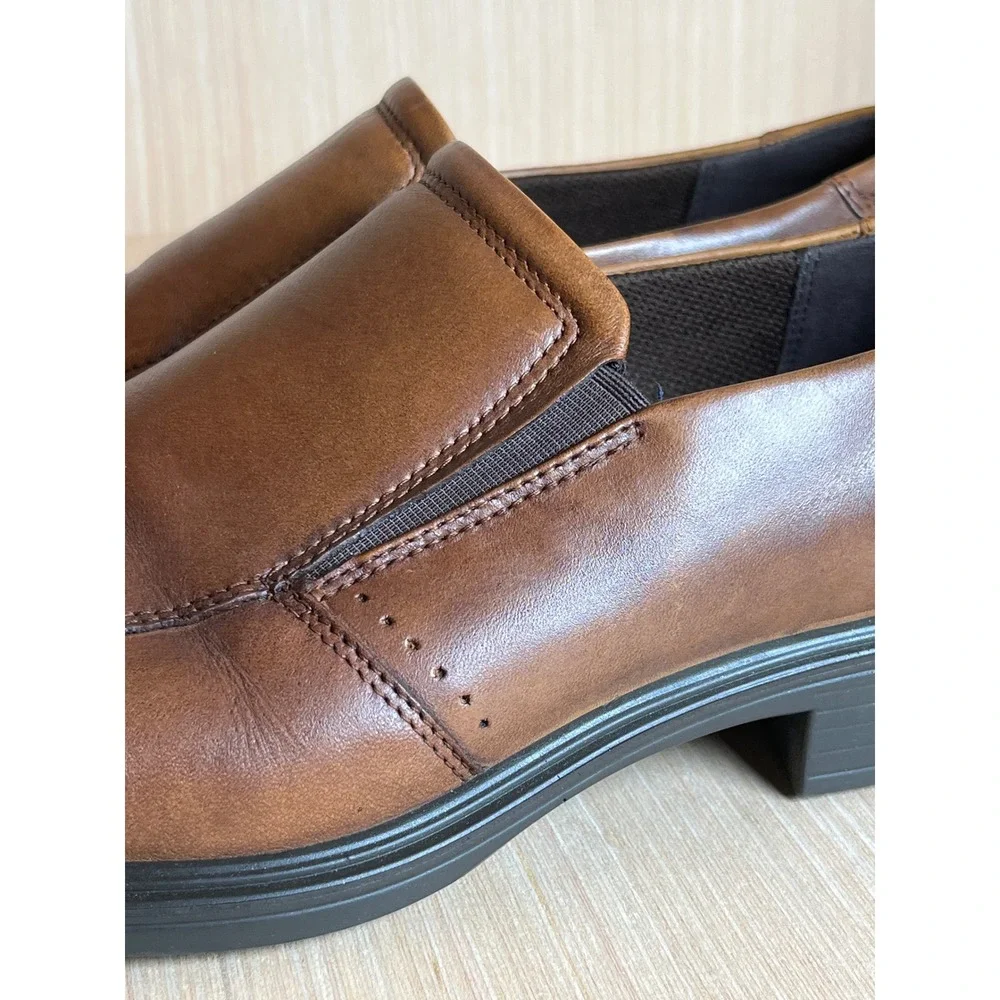 ECCO Brown Leather Slip On Loafers Dress Sophisticated Shoes EU 44 US 10-10.5
